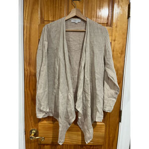 Women’s Christopher Calvin Lagenlook Pure Linen Waterfall Open Cardigan Size S
